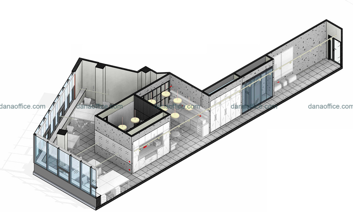 Mặt bằng thiết kế bố trí công năng nội thất văn phòng làm việc