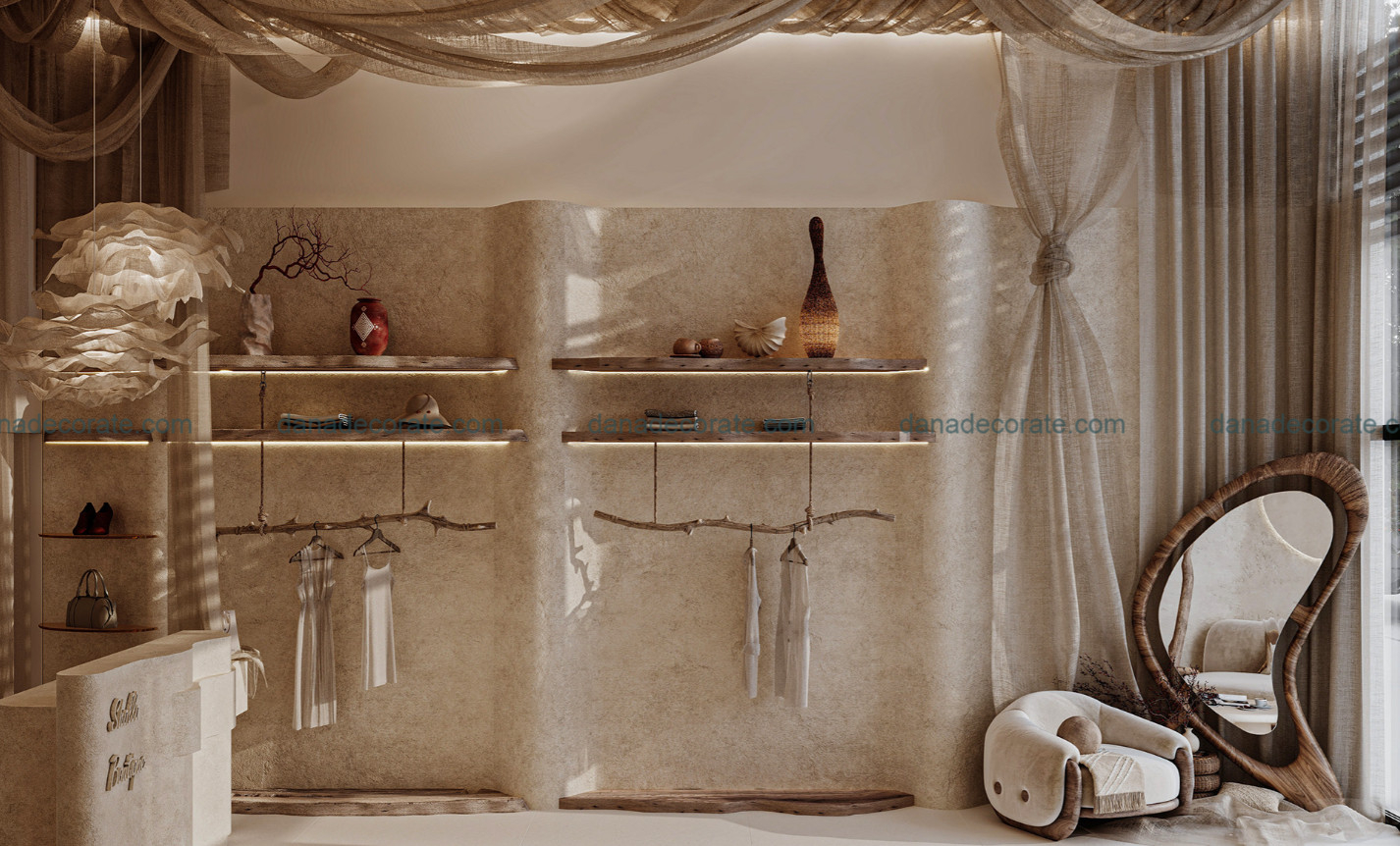 Thiết kế thi công nội thất cửa hàng quần áo nữ trọn gói