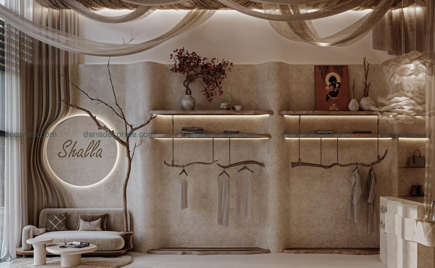 Thiết kế thi công nội thất cửa hàng quần áo nữ trọn gói