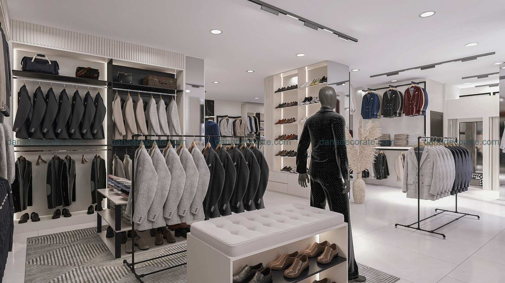 Thiết kế thi công nội thất shop áo vest phong cách hiện đại lịch lãm