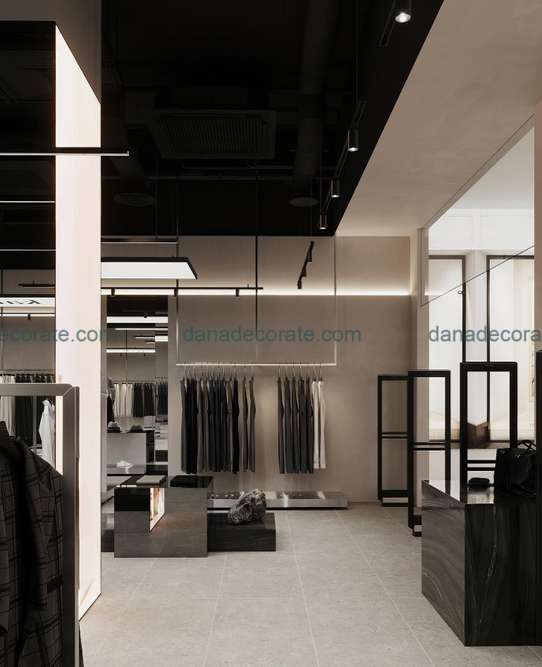 Thiết kế thi công nội thất shop áo vest phong cách hiện đại lịch lãm