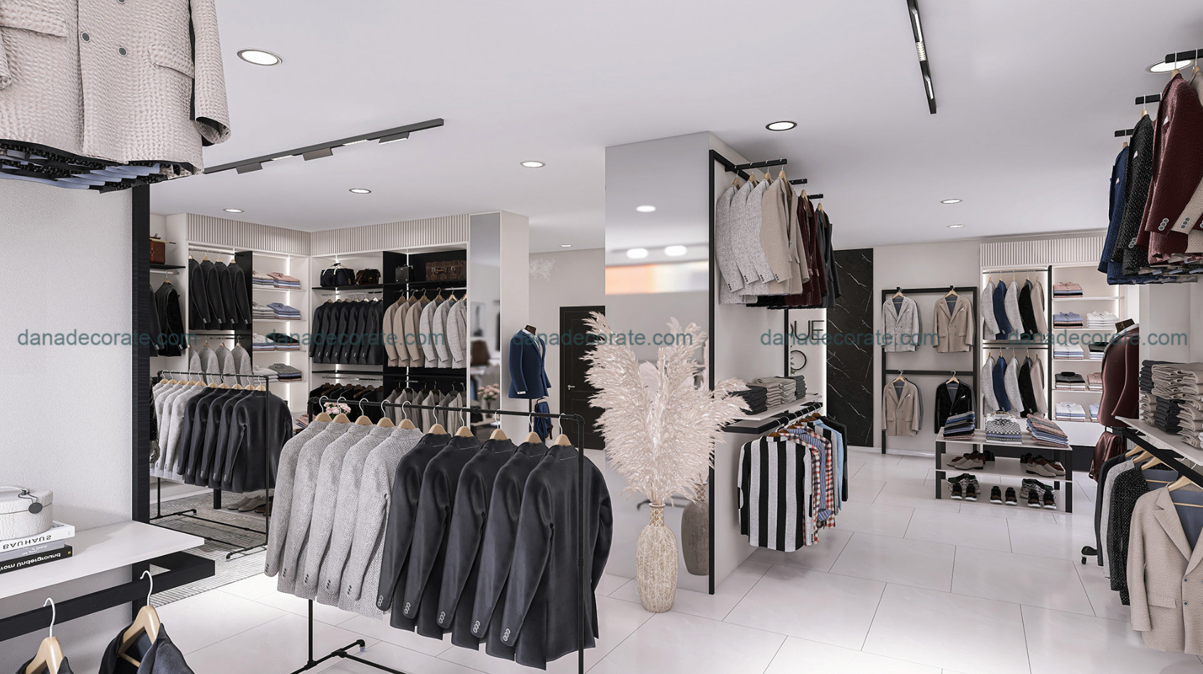 Thiết kế thi công nội thất shop áo vest phong cách hiện đại lịch lãm