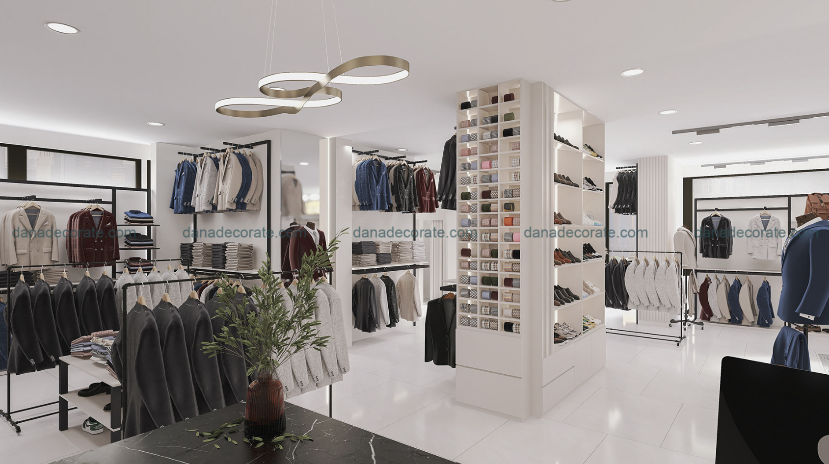 Thiết kế thi công nội thất shop áo vest phong cách hiện đại lịch lãm