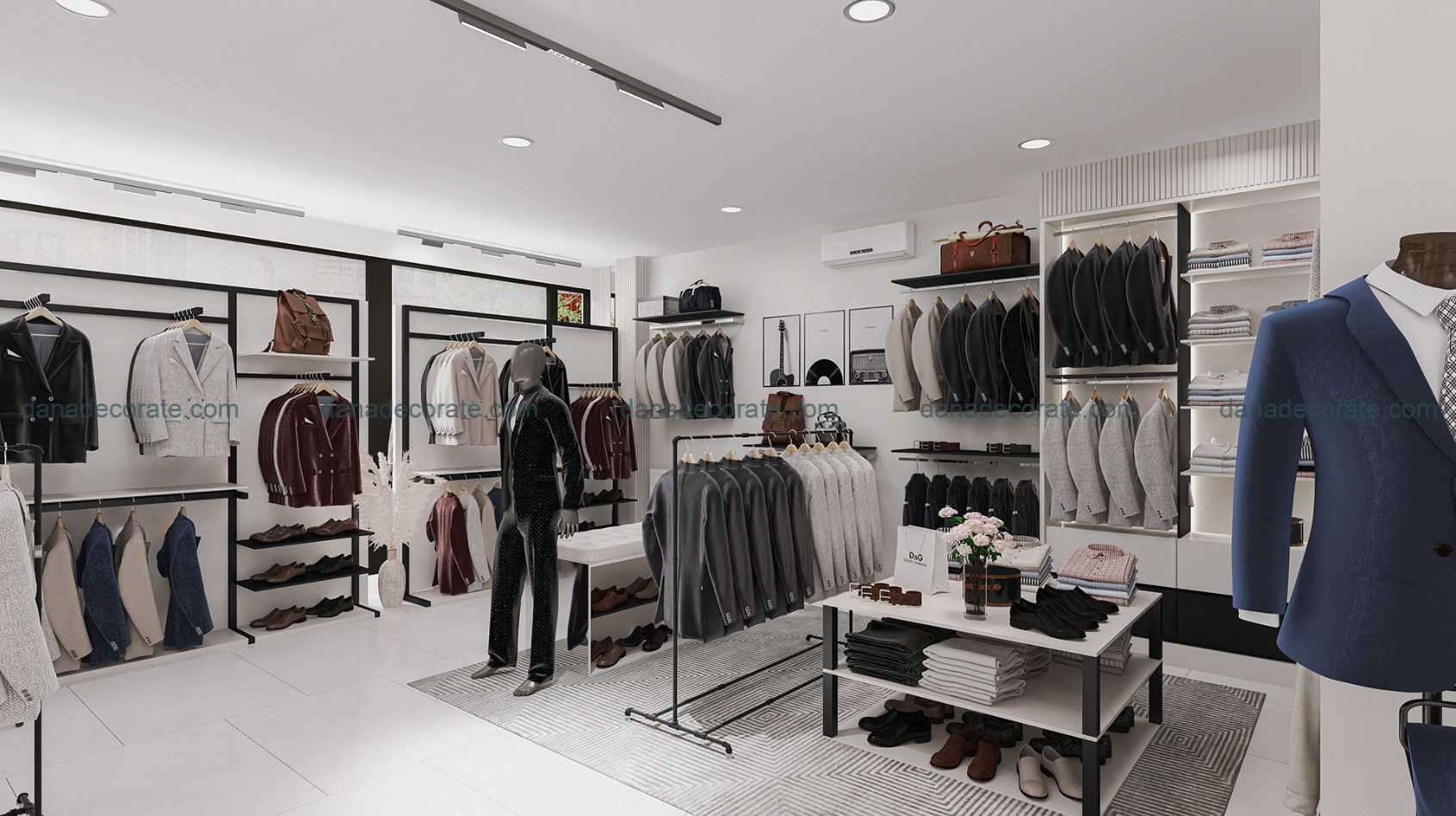 Thiết kế thi công nội thất shop áo vest phong cách hiện đại lịch lãm