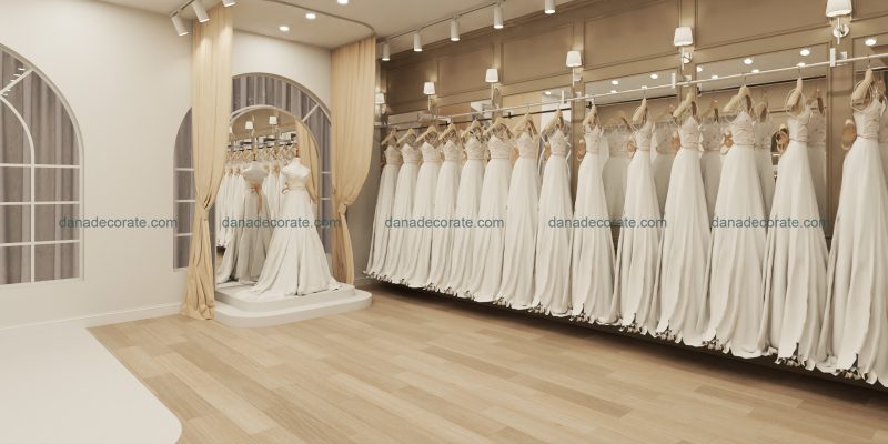 Thiết kế thi công nội thất stuio áo cưới phong cách hiện đại sang trọng