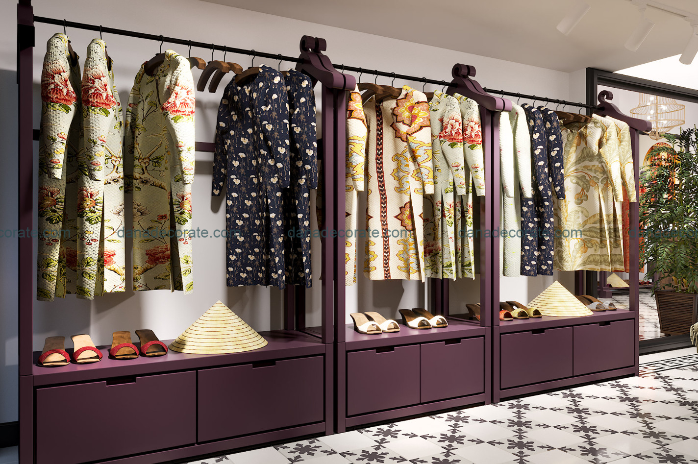 Thiết kế thi công shop áo dài truyền thống phong cách kết hợp hiện đại và tân cổ điển