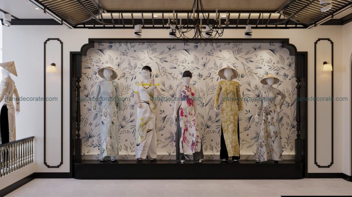 Thiết kế thi công shop áo dài truyền thống phong cách kết hợp hiện đại và tân cổ điển