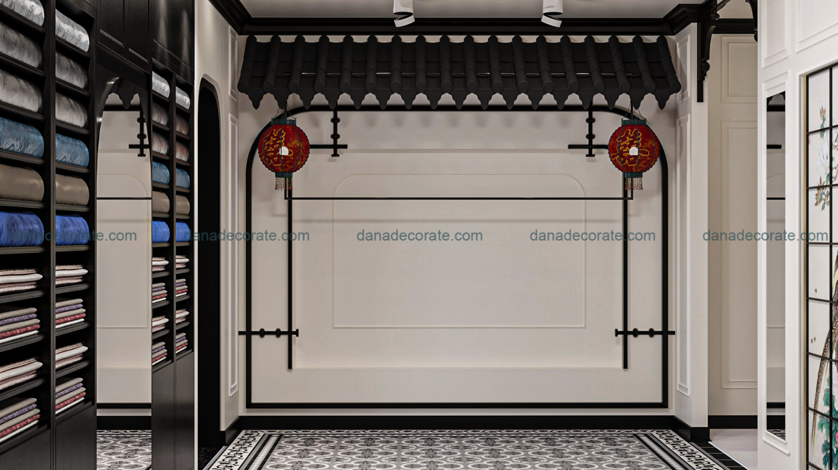 Thiết kế thi công shop áo dài truyền thống phong cách kết hợp hiện đại và tân cổ điển