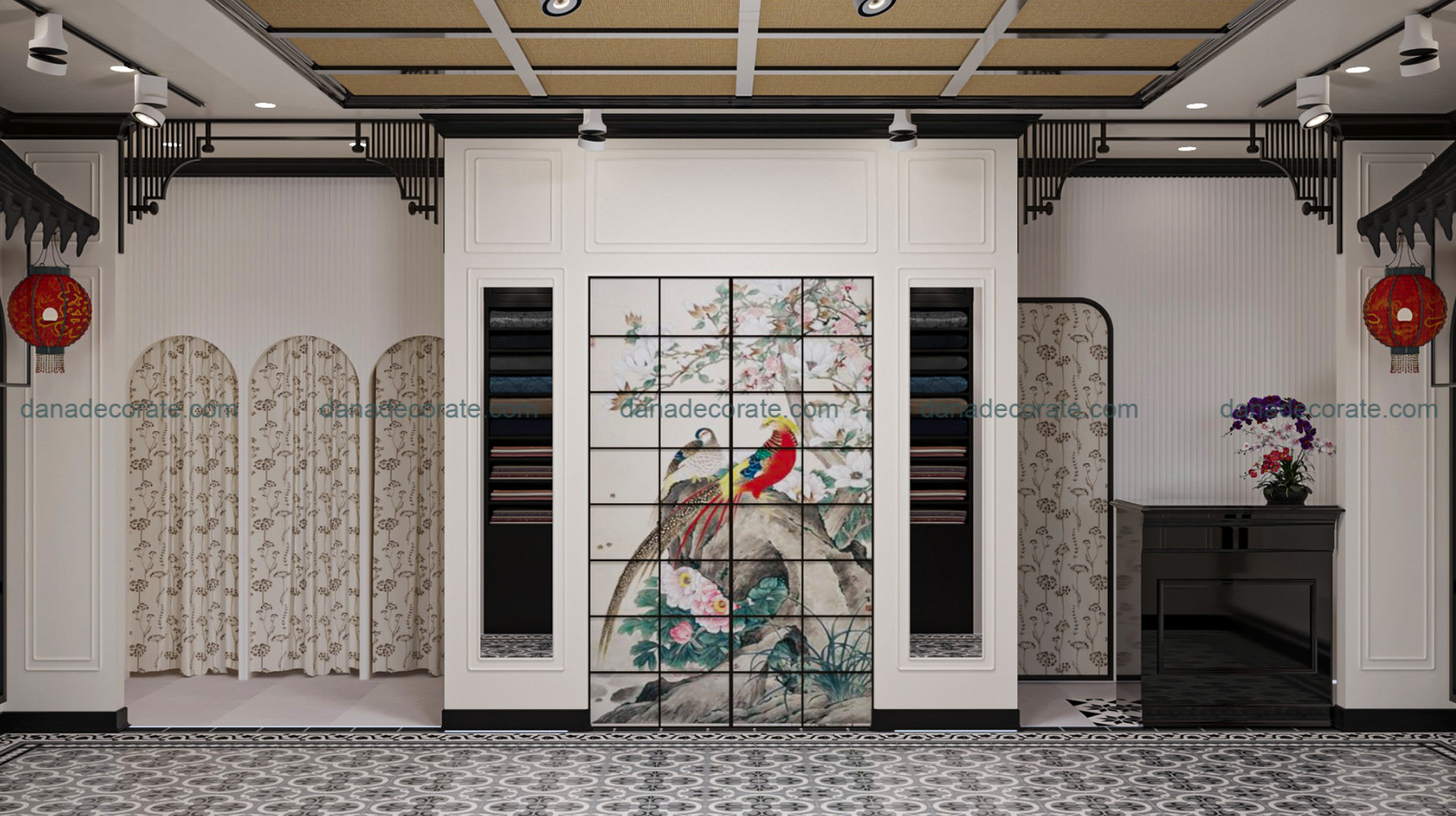 Thiết kế thi công shop áo dài truyền thống phong cách kết hợp hiện đại và tân cổ điển