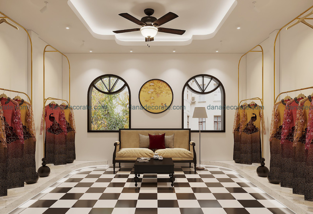 Thiết kế thi công shop áo dài truyền thống phong cách kết hợp hiện đại và tân cổ điển