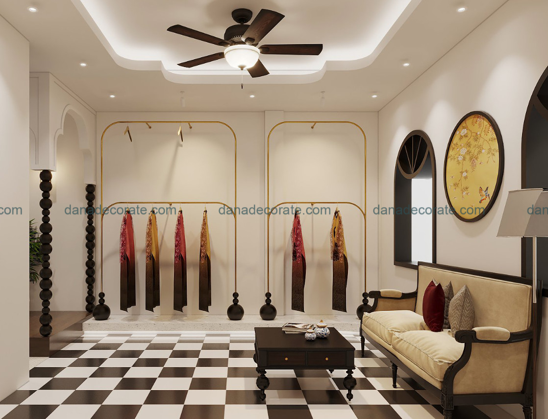 Thiết kế thi công shop áo dài truyền thống phong cách kết hợp hiện đại và tân cổ điển