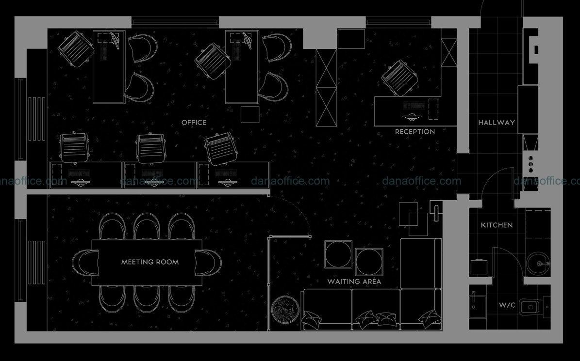 Mặt bằng bố trí không gian officetel