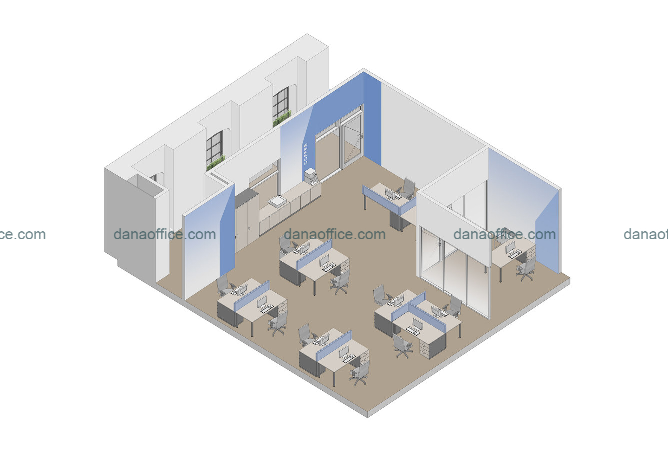 Mặt bằng bố trí không gian nhà văn phòng