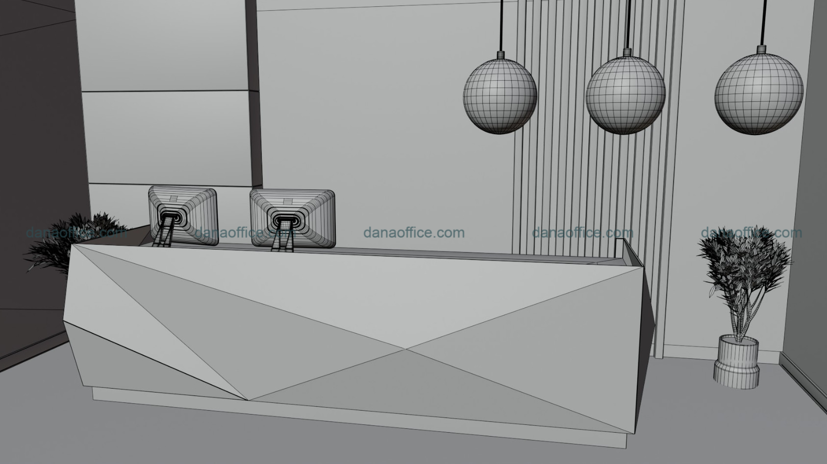 Mô phỏng thiết kế sảnh văn phòng