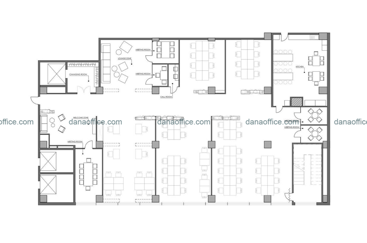 Mặt bằng bố trí không gian văn phòng