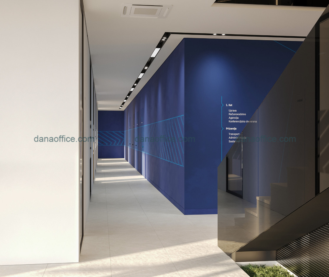 Xanh biển là gam màu thường được ưa chuộng trong thiết kế văn phòng du lịch