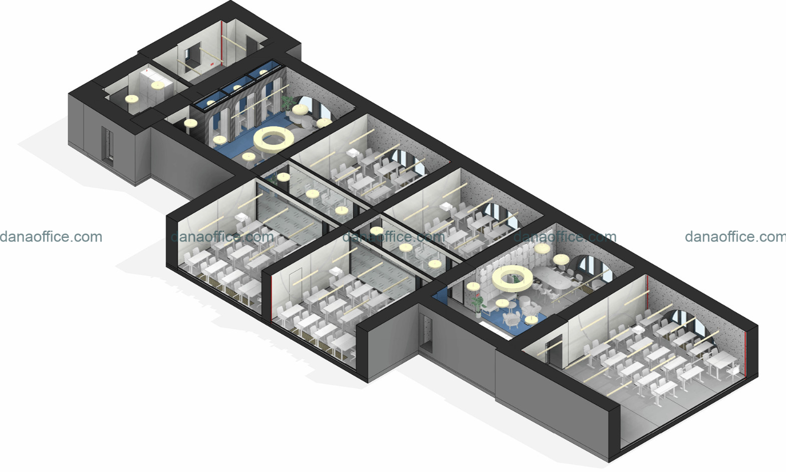 Mặt bằng bố trí nội thất cho văn phòng không gian mở
