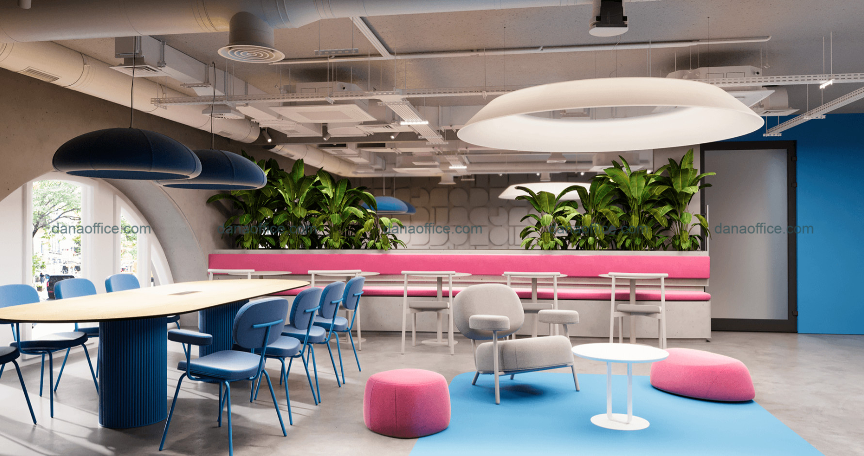 Nội thất trong văn phòng không gian mở vẫn được sắp xếp trật tự, gọn gàng