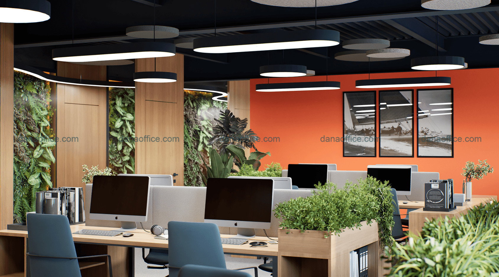 Tạo điểm nhấn cho văn phòng 500m2 bằng tone màu cam