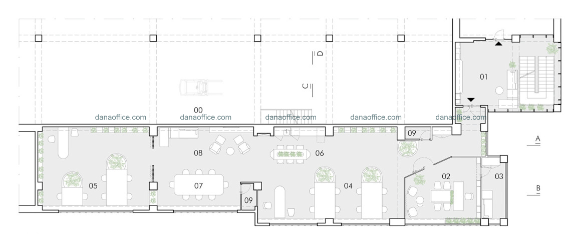 Mặt bằng bố trí không gian văn phòng 400m2
