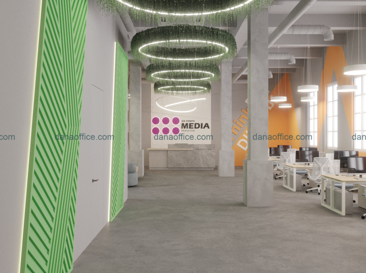 Tạo điểm nhấn cho văn phòng 35m2 bằng gam màu nổi