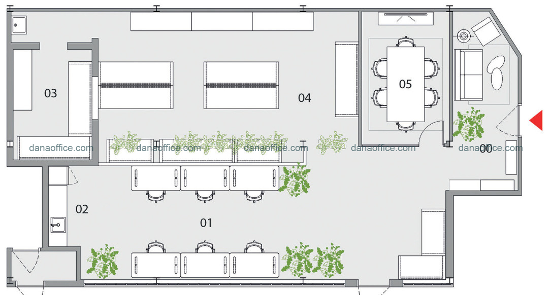 Mặt bằng bố trí không gian văn phòng 25m2