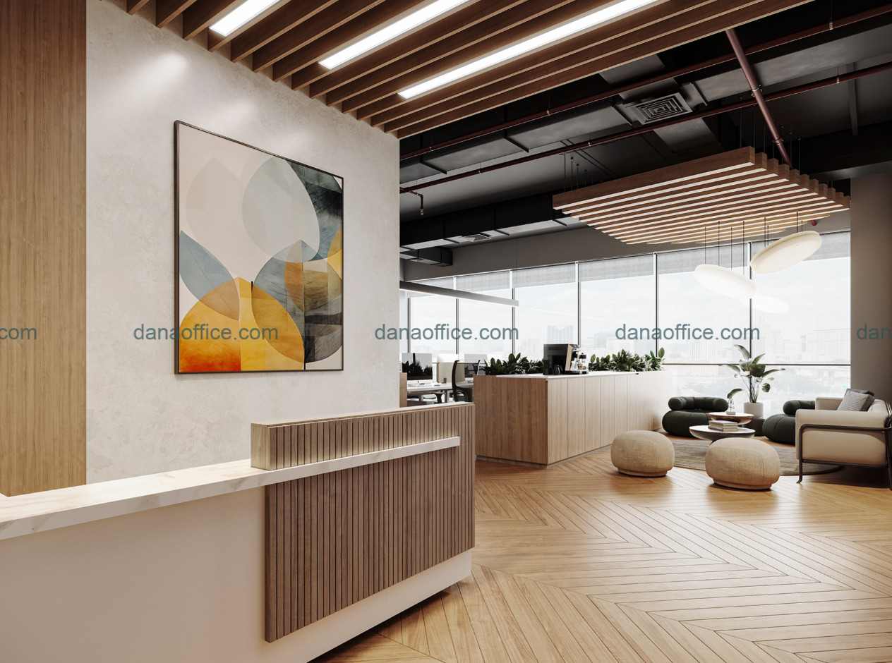 Tranh khổ lớn giúp tạo điểm nhấn cho văn phòng 200m2