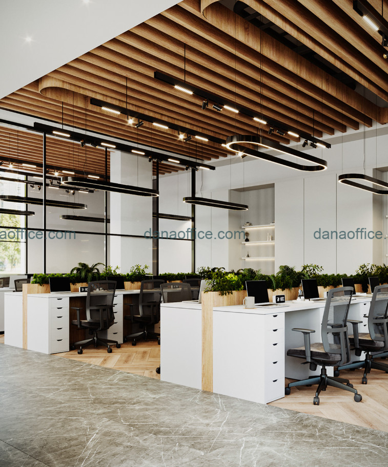 Màu sắc và chất liệu phù hợp với văn phòng hiện đại